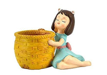Load image into Gallery viewer, Merak Arts Girl with Yellow Basket Resin Pot Garden Gnome (Height: 9 cm)