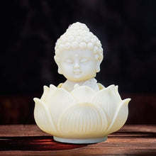 Load image into Gallery viewer, Merak Arts Decorative Buddha Lotus Flower Statue, White Ceramic Figurine, Perfect for Home Decor and Gifting