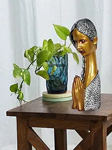 ParthNest Polyresin Welcome Lady Showpiece for Home and Office Decor - Perfect for Shelves (14