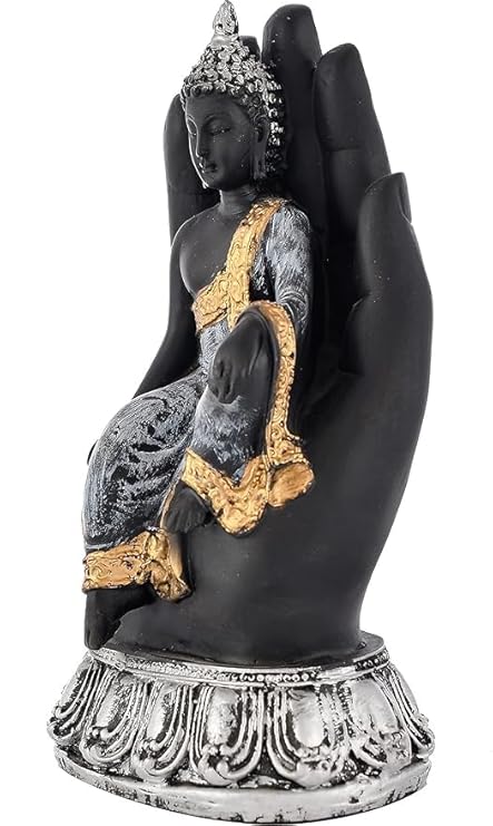 Handcrafted Sitting Buddha on Palm Decorative Showpiece Figurine
