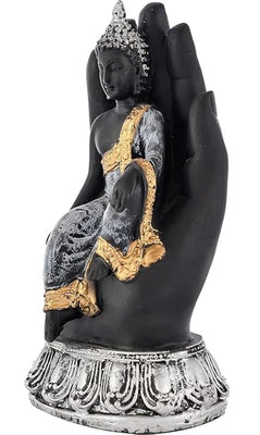 Handcrafted Sitting Buddha on Palm Decorative Showpiece Figurine