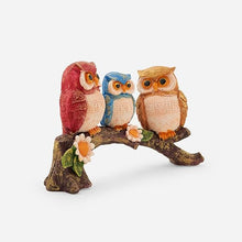 Load image into Gallery viewer, Decorative Set of 3 Owl Family Resin Figurine Sitting On Tree Branch Showpiece Statue for Table Top, Living Room, Bedroom, Office/Home Décoration, Colour Multi