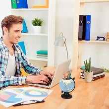 Load image into Gallery viewer, Merak Arts Desk Globe Pen Pencil Holder Stand | Multipurpose Cup Pot Organizer for Stationery | Desk Decor for Home, Office, Bookshelf | Ideal Gift for Kids &amp; Students