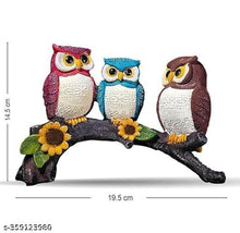 Load image into Gallery viewer, Decorative Set of 3 Owl Family Resin Figurine Sitting On Tree Branch Showpiece Statue for Table Top, Living Room, Bedroom, Office/Home Décoration, Colour Multi