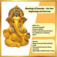 Load image into Gallery viewer, Mango Terracotta Finish Ganesha for Car Dashboard Home Decor Gifting Diwali Birthday Festivals 3.5 x 2 Inches