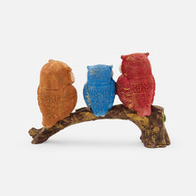 Load image into Gallery viewer, Decorative Set of 3 Owl Family Resin Figurine Sitting On Tree Branch Showpiece Statue for Table Top, Living Room, Bedroom, Office/Home Décoration, Colour Multi