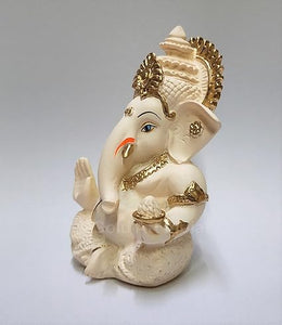 Peach Ivory Finish Ganesha Idol Car Dashboard IdolGanesha Murti Ganpati Idol for Home Decor Puja Lord Ganesh Statue Gift for Office Desk Puja Room Figurine 3.3