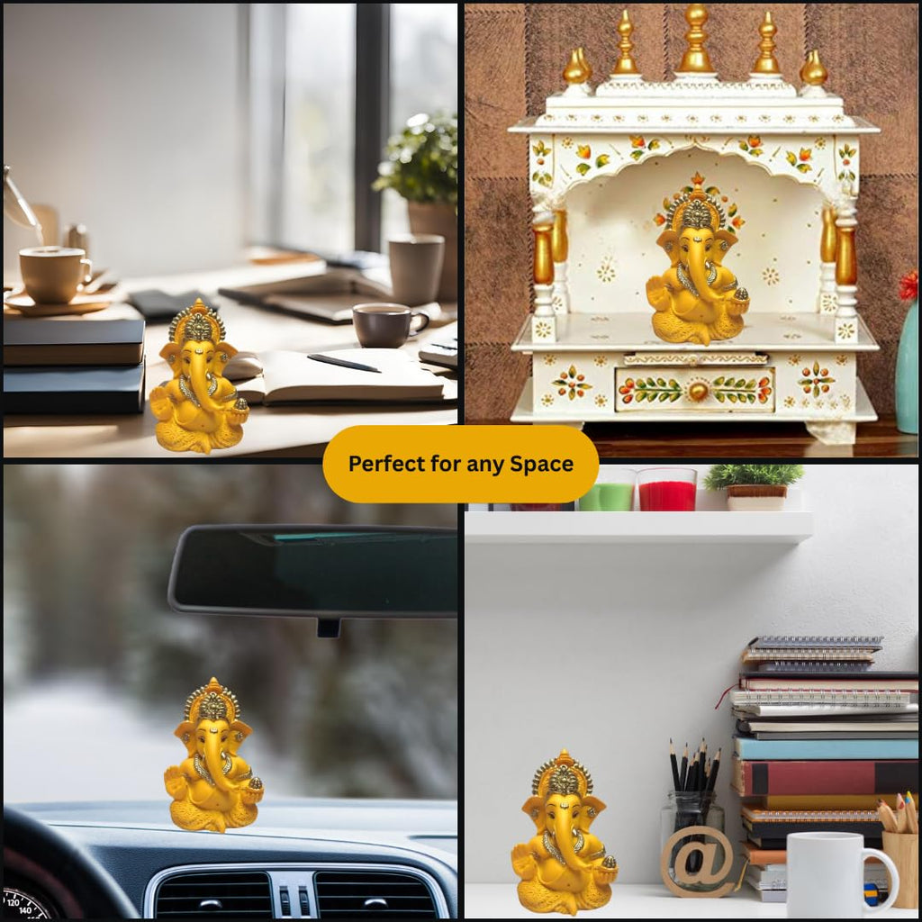 Mango Terracotta Finish Ganesha for Car Dashboard Home Decor Gifting Diwali Birthday Festivals 3.5 x 2 Inches