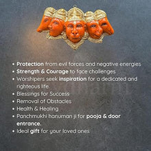 Load image into Gallery viewer, Polyresin Panchmukhi Hanuman Ji Murti Statue for Door Entrance| Statue for Home Decor, Gifting, Protection from Evil Eye, 17.6 cms Wide (Orange)