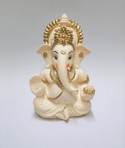 Peach Ivory Finish Ganesha Idol Car Dashboard IdolGanesha Murti Ganpati Idol for Home Decor Puja Lord Ganesh Statue Gift for Office Desk Puja Room Figurine 3.3