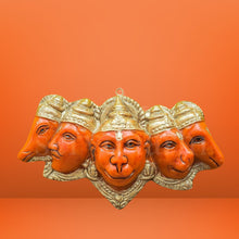 Load image into Gallery viewer, Polyresin Panchmukhi Hanuman Ji Murti Statue for Door Entrance| Statue for Home Decor, Gifting, Protection from Evil Eye, 17.6 cms Wide (Orange)