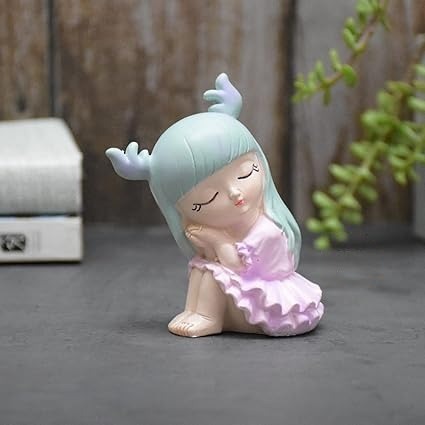 Combo Of Miniature Sleepy Boy And Girl Resin Showpieces For Gift And Home Decor, Multi Colour, Pack of 2