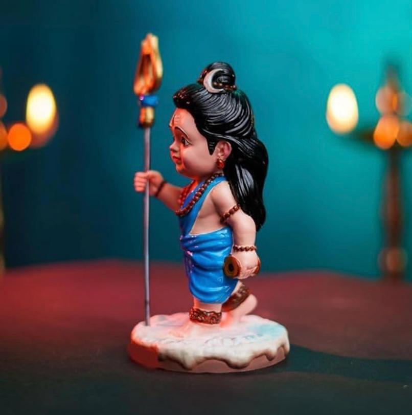 Merak Arts Baal Shiv JI Cute Littel Baal Shiv Idol Status Decorative Showpiece - 11 cm (Polyresin, Resin, Multicolor)