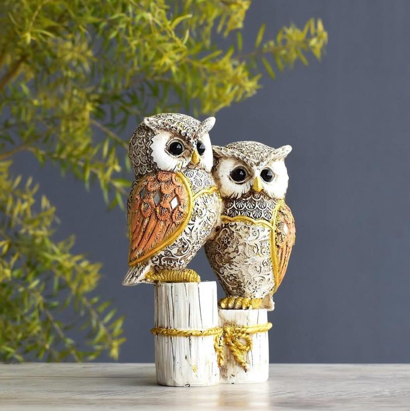 Merak Arts Owl Showpiece for Home Decor Decorative Showpiece - 10 cm (Polyresin, Resin, M