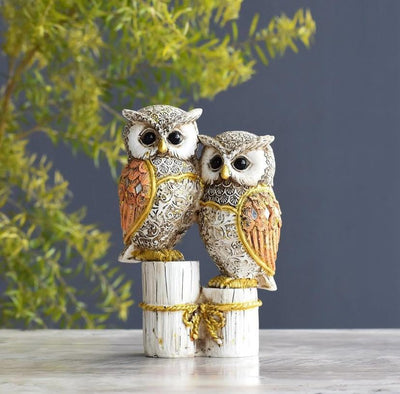 Merak Arts Owl Showpiece for Home Decor Decorative Showpiece - 10 cm (Polyresin, Resin, M