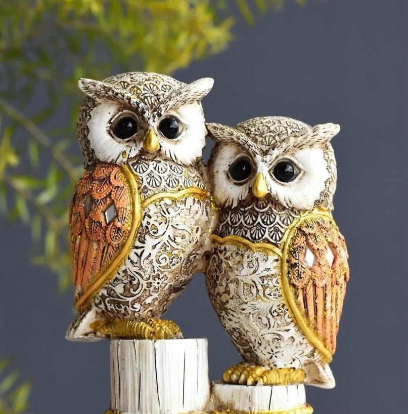 Merak Arts Owl Showpiece for Home Decor Decorative Showpiece - 10 cm (Polyresin, Resin, M