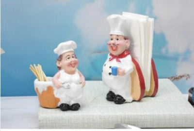 Set of 2 Delightful Chefs Toothpick Holder and Tissue Paper Holder Stand for Kitchen, Home Decor, Office, Restaurant, Tissue Organizer for Dinner Tables (Tissue paper holder combo)