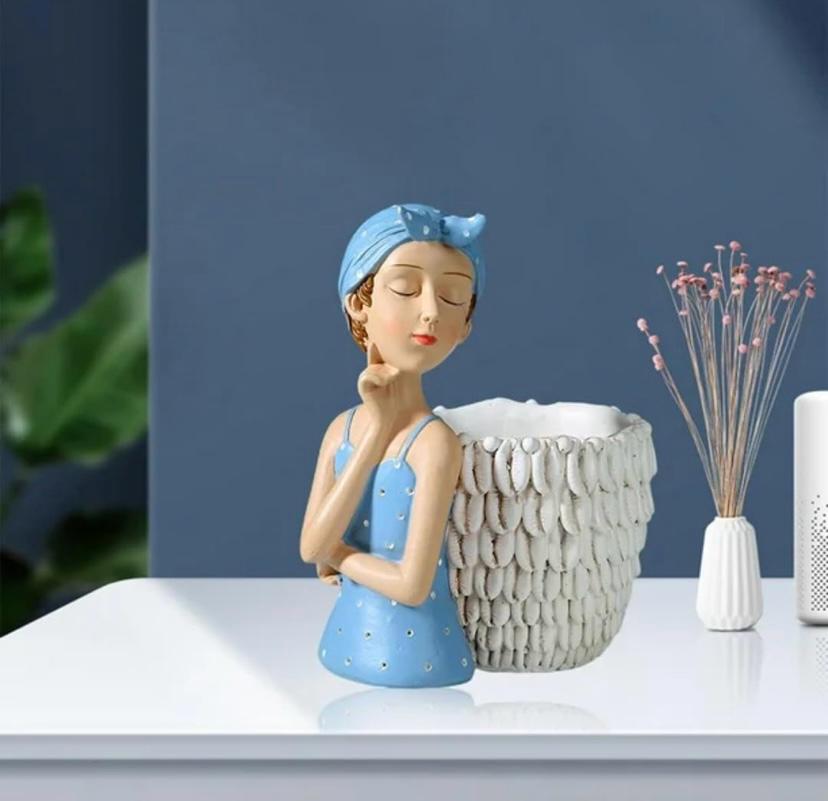 Merak Arts Cute Stationary Resin Statues, Resin Statue Pen Holders, Desktop Decoration, Beautiful and Durable for Gifts