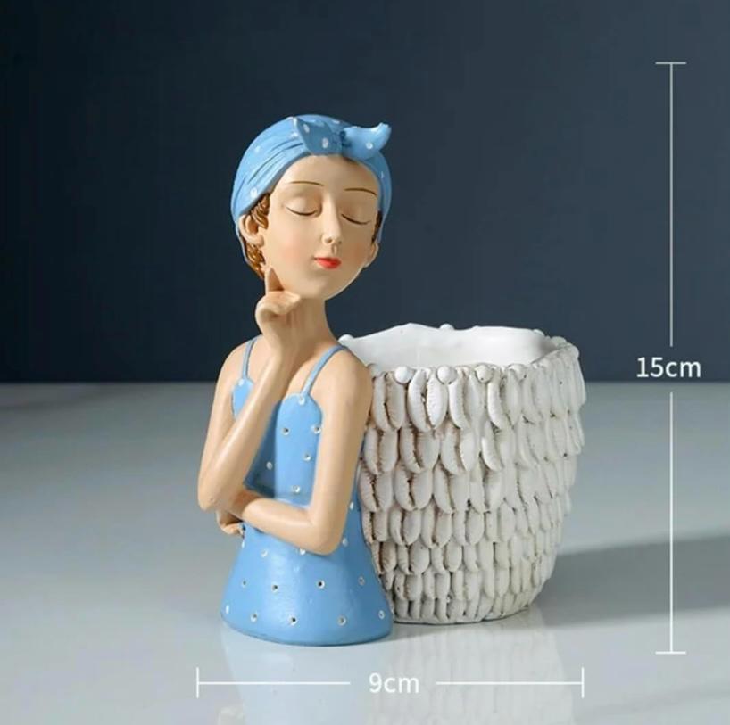 Merak Arts Cute Stationary Resin Statues, Resin Statue Pen Holders, Desktop Decoration, Beautiful and Durable for Gifts