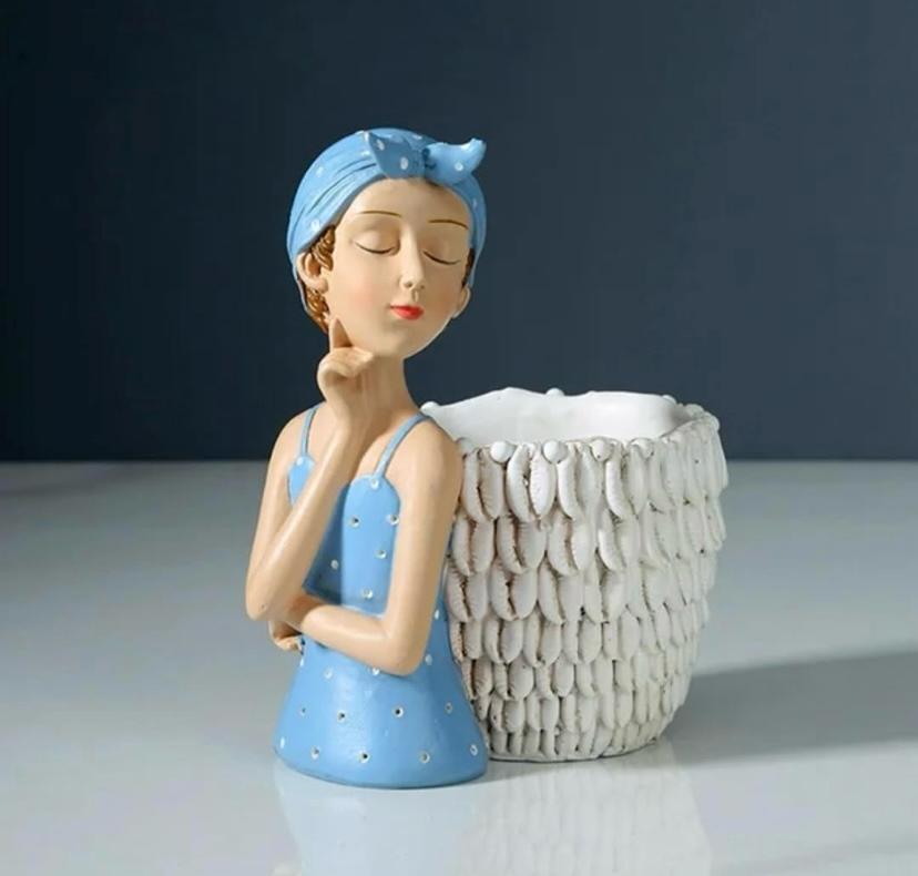 Merak Arts Cute Stationary Resin Statues, Resin Statue Pen Holders, Desktop Decoration, Beautiful and Durable for Gifts