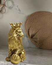 Load image into Gallery viewer, Sovereign Lion with Crown: Luxurious Decorative Showpiece - 25 cm (Polyresin, Resin, Gold)